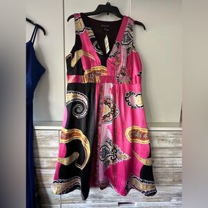 INC International Concepts Pink and Black Paisley Midi Dress